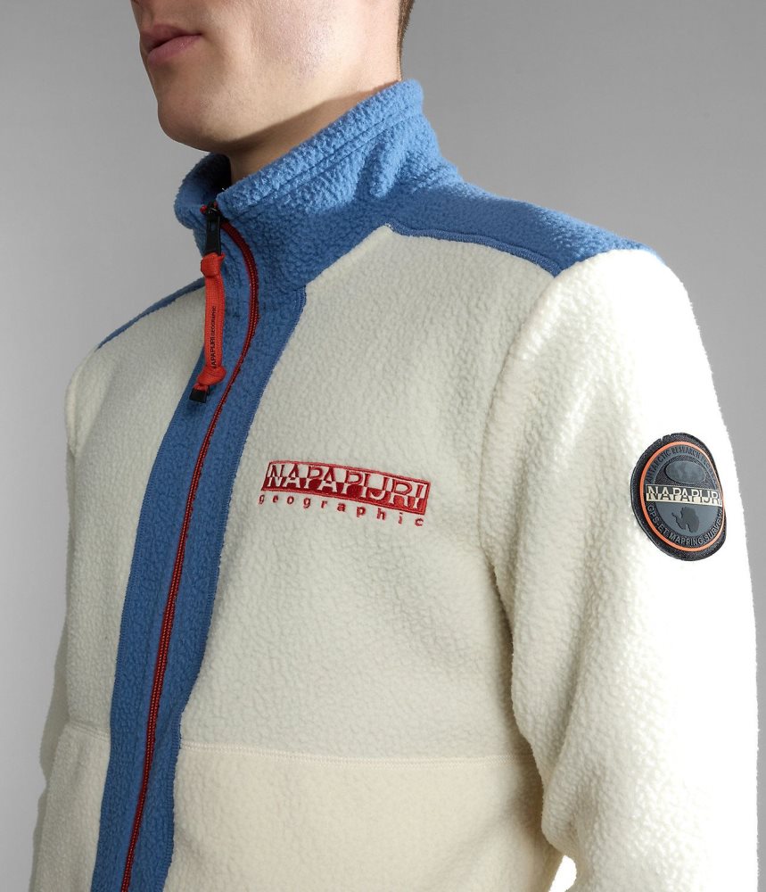 Napapijri Anderby Full-Zip Fleece Muške Fleece Bijele | SDQF-73561