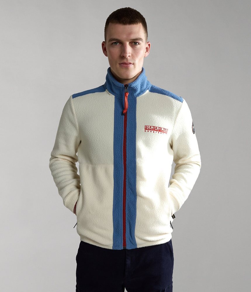 Napapijri Anderby Full-Zip Fleece Muške Fleece Bijele | SDQF-73561