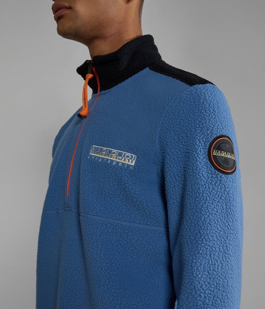 Napapijri Anderby Half-Zip Fleece Muške Fleece Plave | FXJR-78503