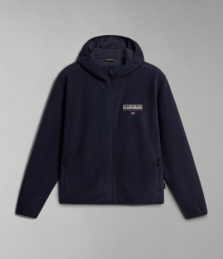 Napapijri Ayas Full-Zip Fleece Hoodie Muške Fleece Tamno Plave | ZCDV-89731
