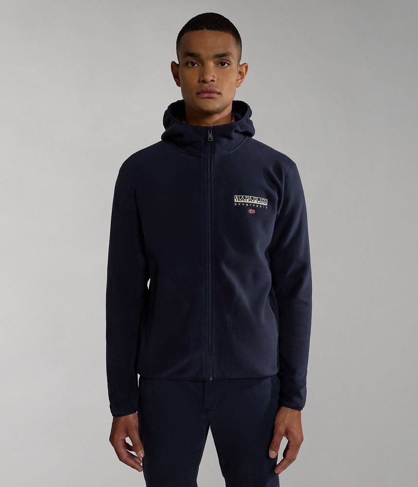 Napapijri Ayas Full-Zip Fleece Hoodie Muške Fleece Tamno Plave | ZCDV-89731