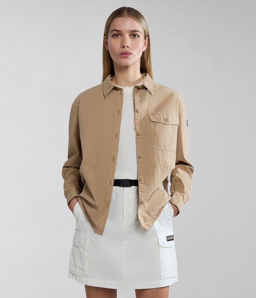 Napapijri Boyd Overshirt Jacket Ženske Košulje Bež | OSQG-67281
