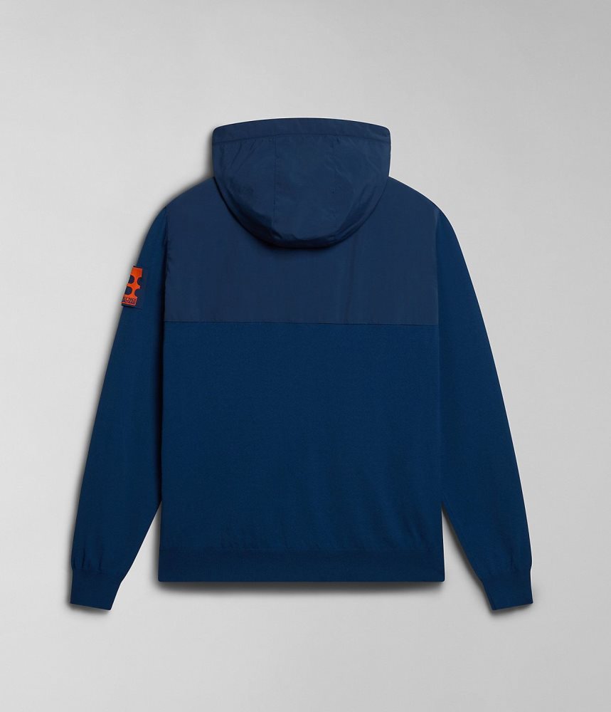 Napapijri Circular Hoodie by Moreno Ferrari Muške Majica s Kapuljačom Tamno Plave | SGFY-73896