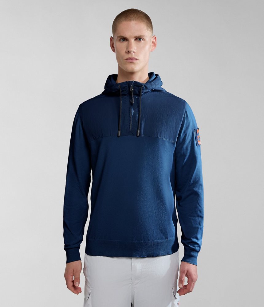 Napapijri Circular Hoodie by Moreno Ferrari Muške Majica s Kapuljačom Tamno Plave | SGFY-73896