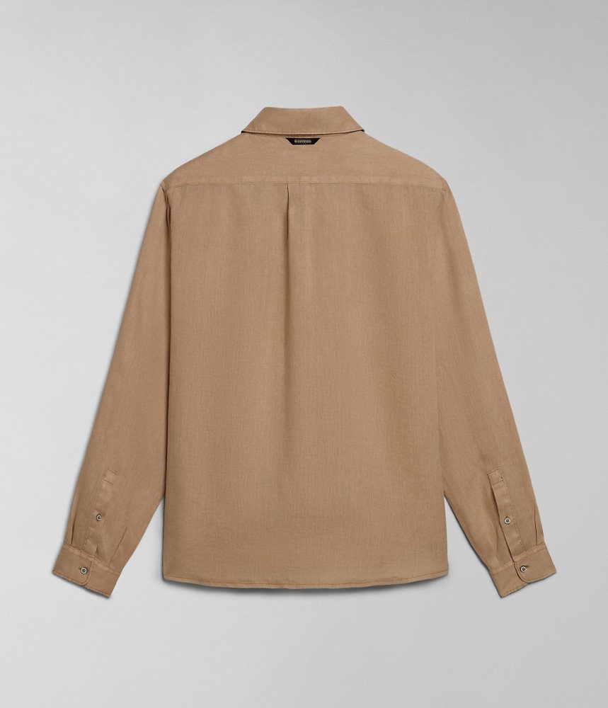 Napapijri Linen Long Sleeve Shirt Muške Košulje Bež | NFRA-76059
