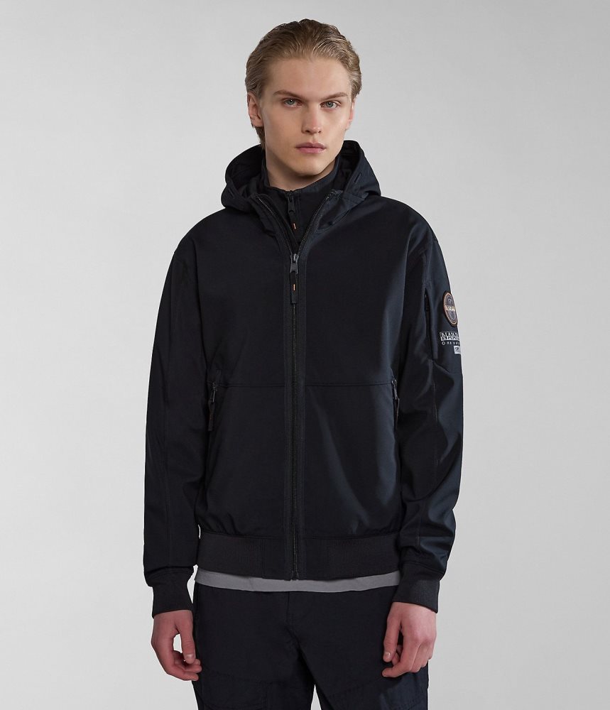 Napapijri Melville Mono-material Shell Jacket Muške Kišne Jakne Crne | DIGL-39682