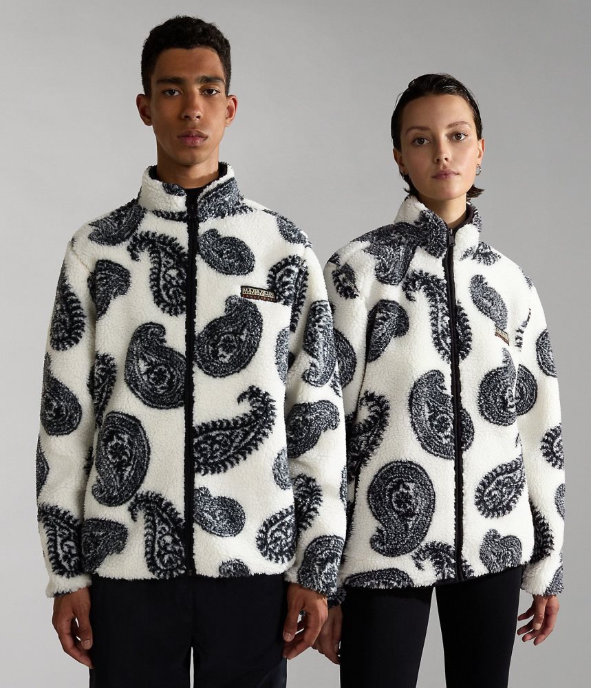 Napapijri Paisley Full-Zip Fleece Ženske Fleece Bijele | YCXW-75190