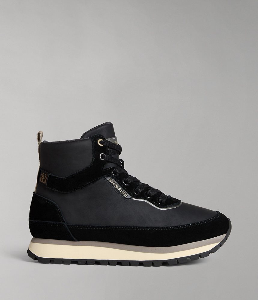 Napapijri Snowrun Leather City Boots Ženske Cizme Crne | OJIP-67249