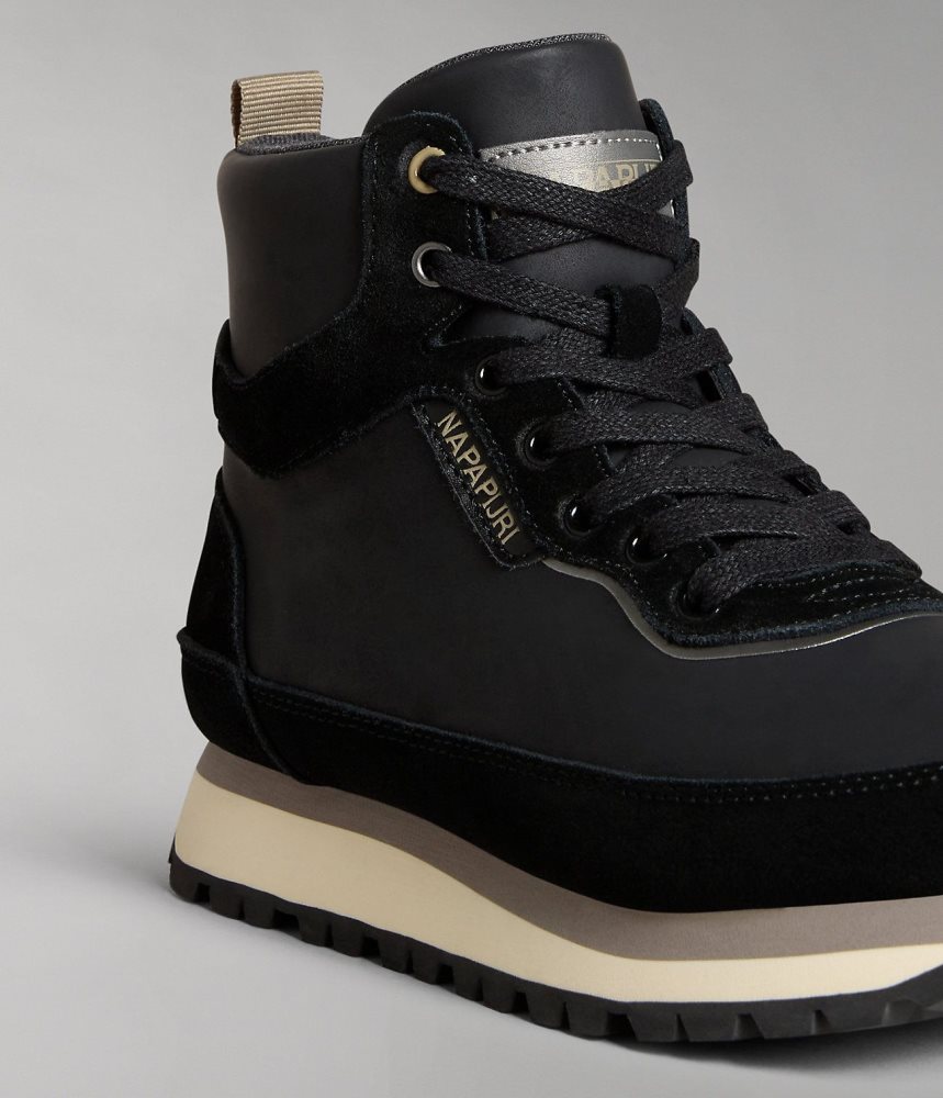 Napapijri Snowrun Leather City Boots Ženske Cizme Crne | OJIP-67249