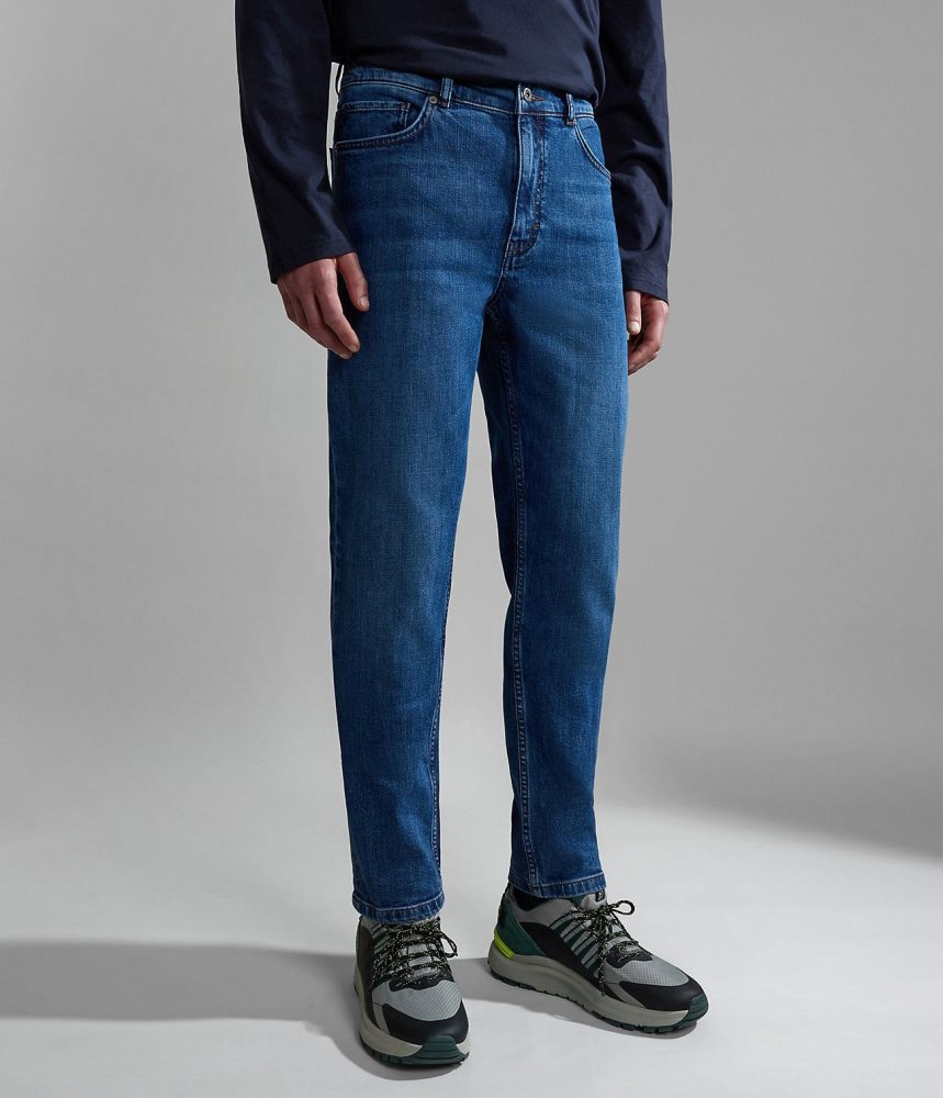 Napapijri Solveig Denim Muške Chino Hlače Plave | TIJQ-42683