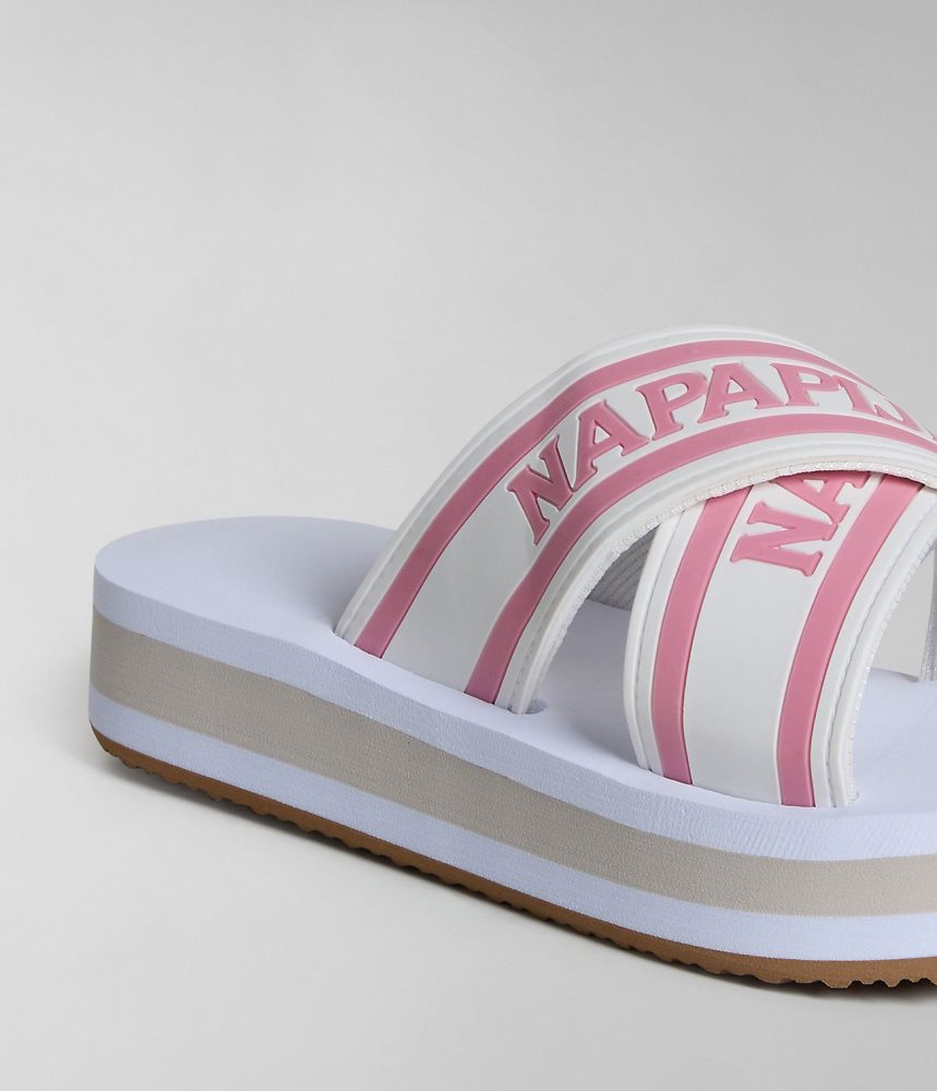 Napapijri Stick Sliders Ženske Natikače Bijele | UIKW-83692