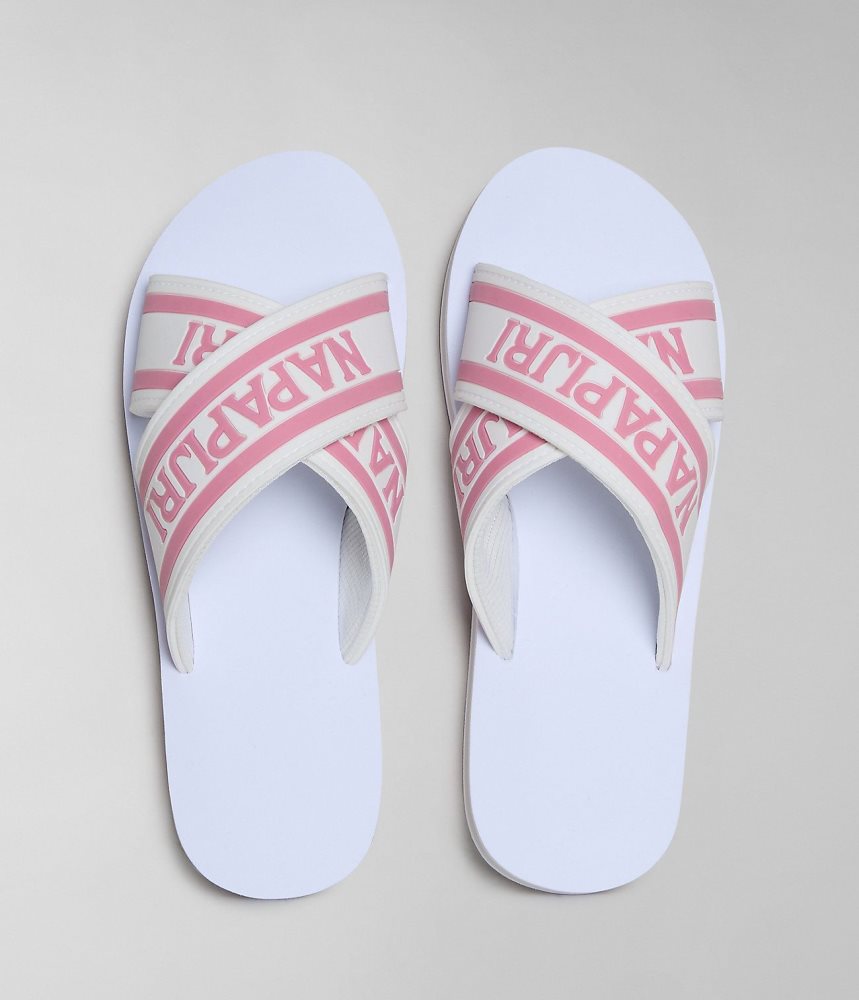 Napapijri Stick Sliders Ženske Natikače Bijele | UIKW-83692