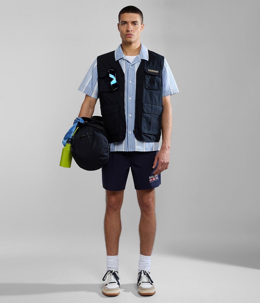 Napapijri Tulita Short Sleeve Shirt Muške Košulje Plave Prugice | TLPD-15426