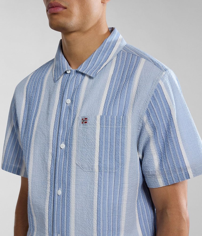 Napapijri Tulita Short Sleeve Shirt Muške Košulje Plave Prugice | TLPD-15426
