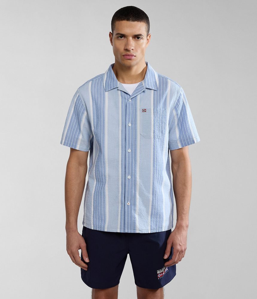 Napapijri Tulita Short Sleeve Shirt Muške Košulje Plave Prugice | TLPD-15426